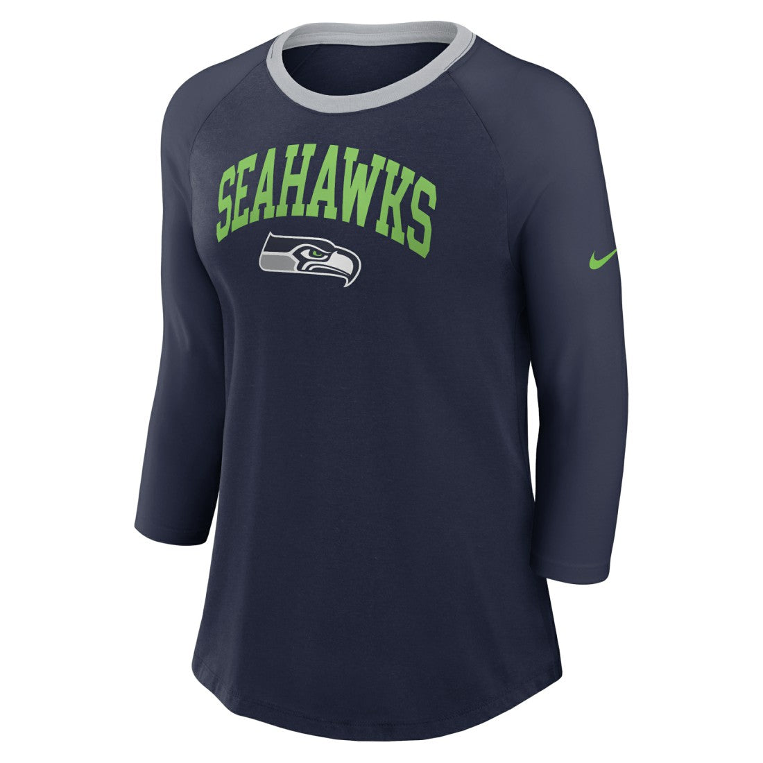 Seattle Seahawks Women's 3/4 Sleeve Raglan Fashion Top - Navy | Nike for sale