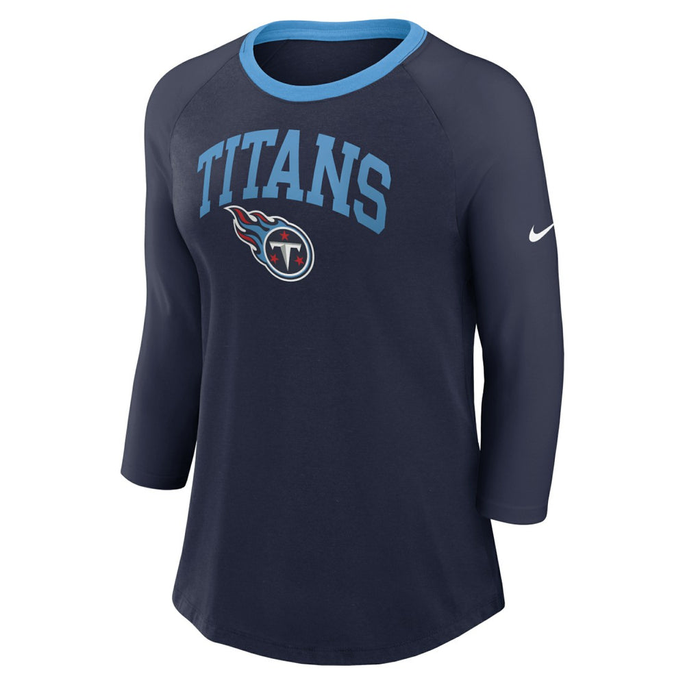 Tennessee Titans Women's 3/4 Sleeve Raglan Fashion Top - Navy | Nike sale