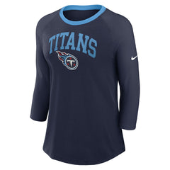 Tennessee Titans Women's 3/4 Sleeve Raglan Fashion Top - Navy | Nike sale