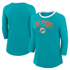 Miami Dolphins Women's 3/4 Sleeve Raglan Fashion Top - Aqua | Nike cheap