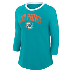 Miami Dolphins Women's 3/4 Sleeve Raglan Fashion Top - Aqua | Nike cheap