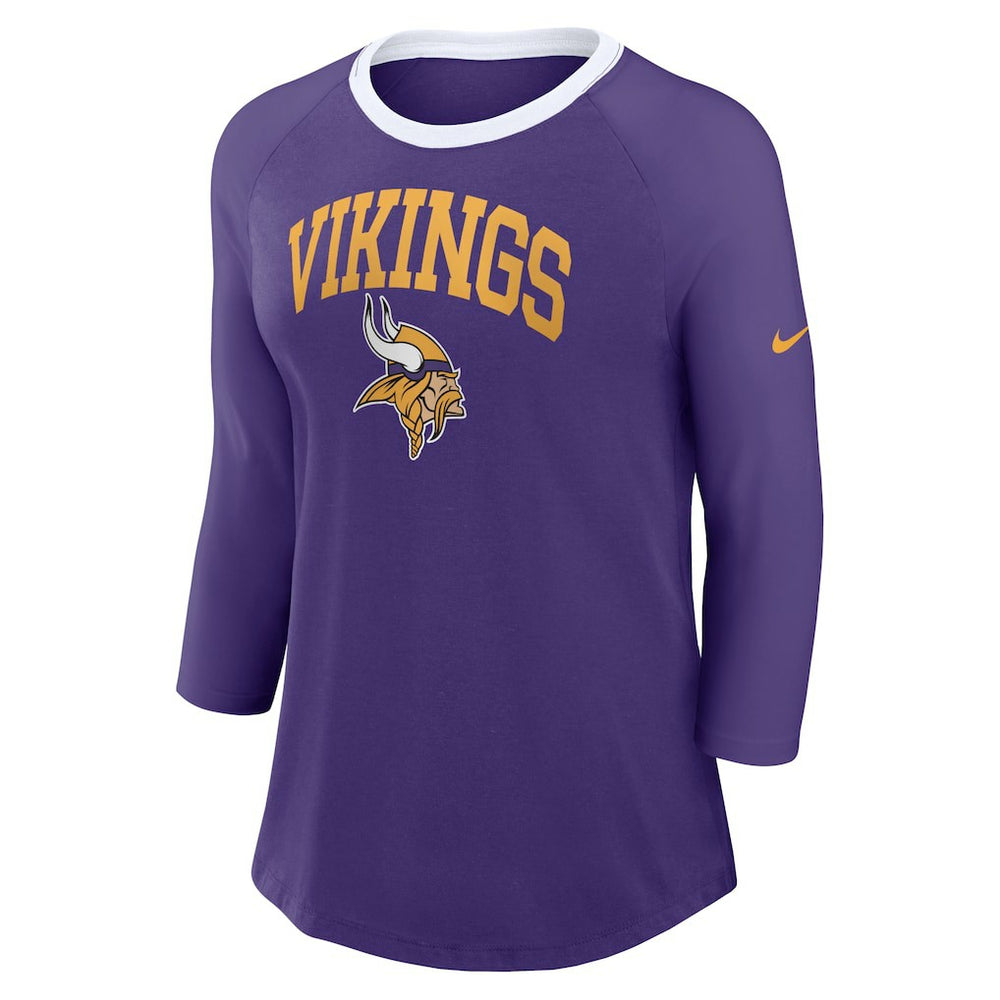 Minnesota Vikings Women's 3/4 Sleeve Raglan Fashion Top - Purple | Nike online