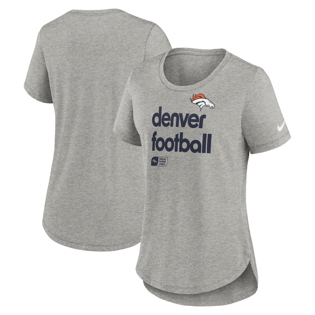 Denver Broncos Women's Team Shout-Out Tri-Blend T-Shirt - Heather Gray | Nike online