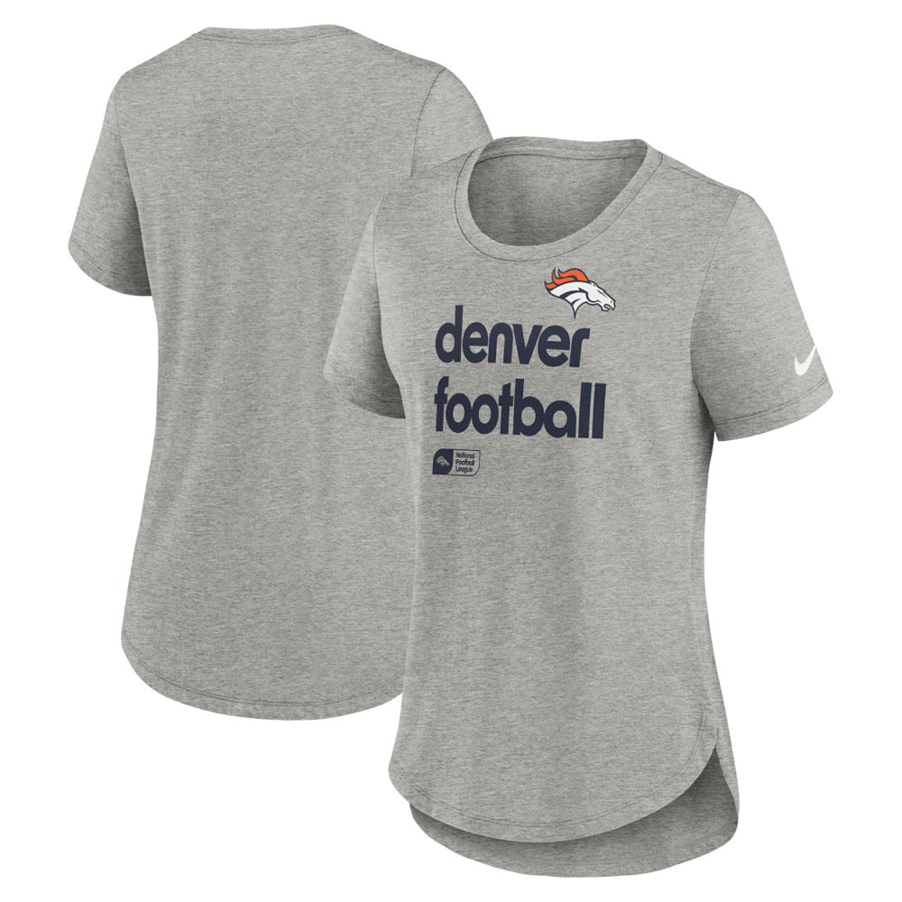 Denver Broncos Women's Team Shout-Out Tri-Blend T-Shirt - Heather Gray | Nike online