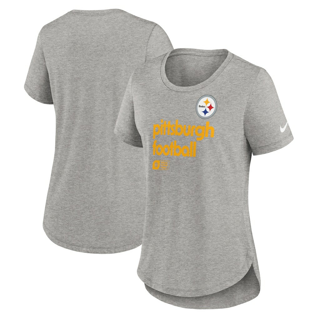 Pittsburgh Steelers Women's Team Shout-Out Tri-Blend T-Shirt - Heather Gray | Nike online
