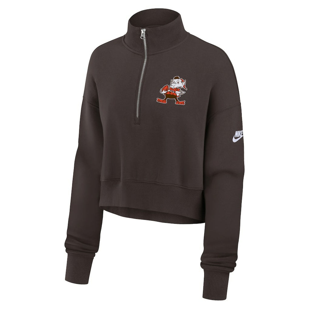 Cleveland Browns Women's Rewind Phoenix Half-Zip Sweatshirt - Brown | Nike discount