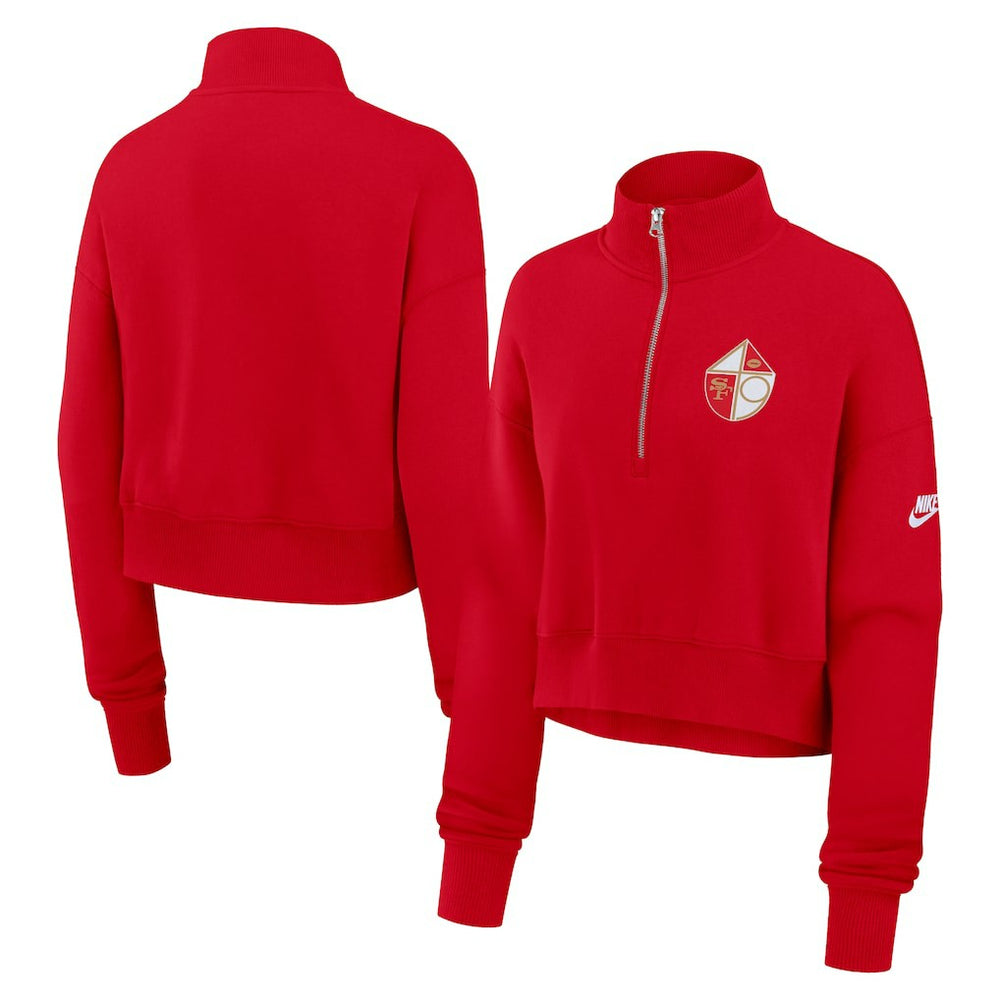 San Francisco 49ers Women's Rewind Phoenix Half-Zip Sweatshirt - Scarlet | Nike on sale