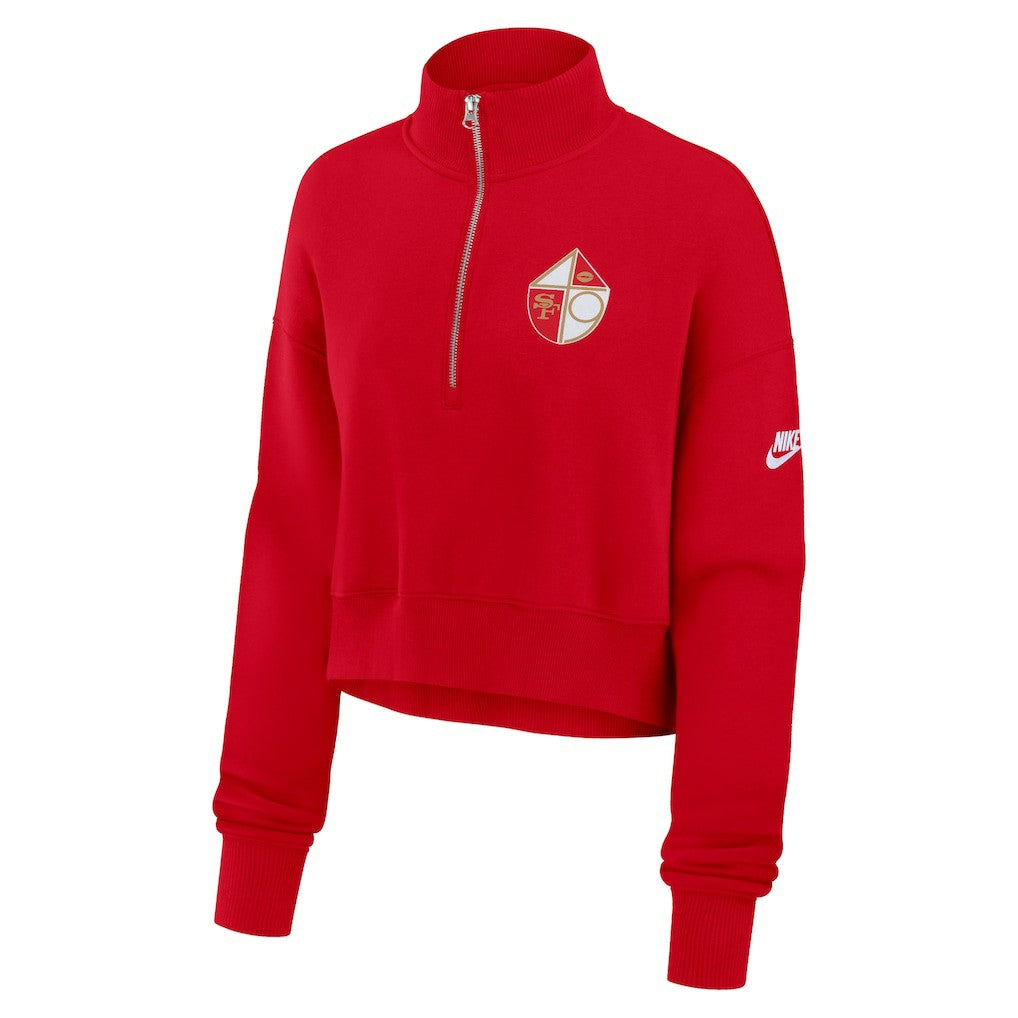 San Francisco 49ers Women's Rewind Phoenix Half-Zip Sweatshirt - Scarlet | Nike on sale