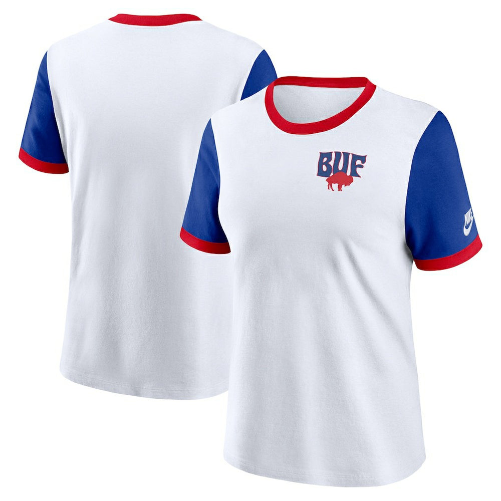Buffalo Bills Women's Rewind Ringer T-Shirt - White/Royal | Nike sale