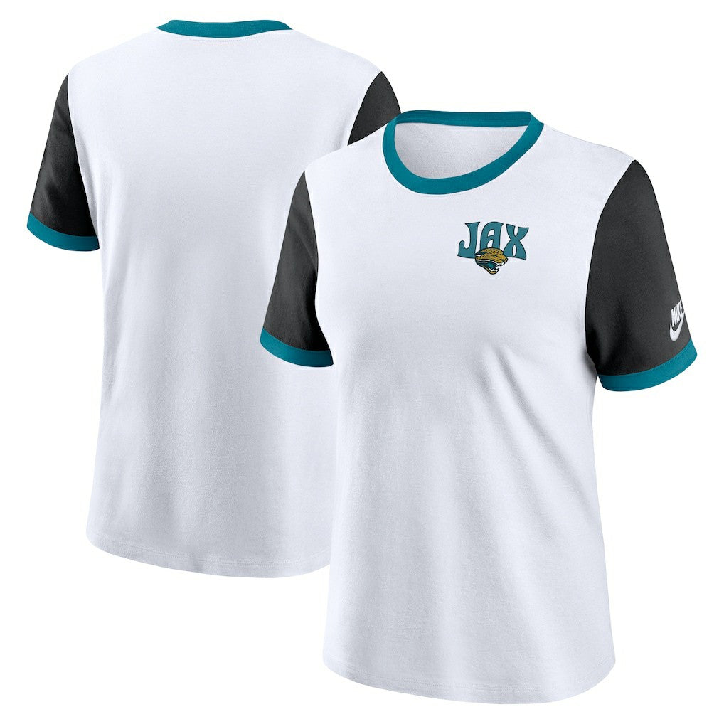 Jacksonville Jaguars Women's Rewind Ringer T-Shirt - White/Black | Nike sale