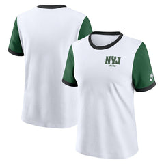 New York Jets Women's Rewind Ringer T-Shirt - White/Green | Nike on sale