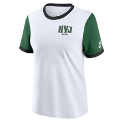 New York Jets Women's Rewind Ringer T-Shirt - White/Green | Nike on sale