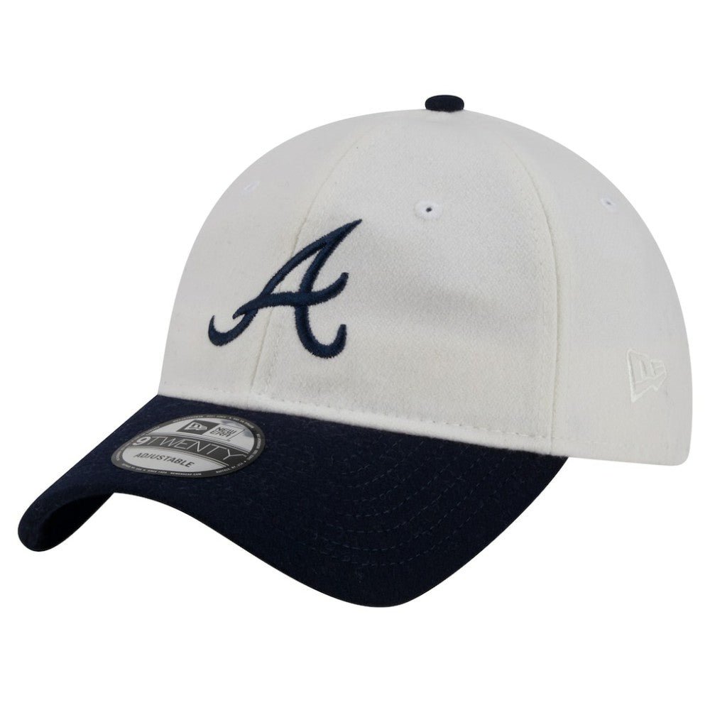 Atlanta Braves Leather Strap 9TWENTY Adjustable Hat - Cream | New Era