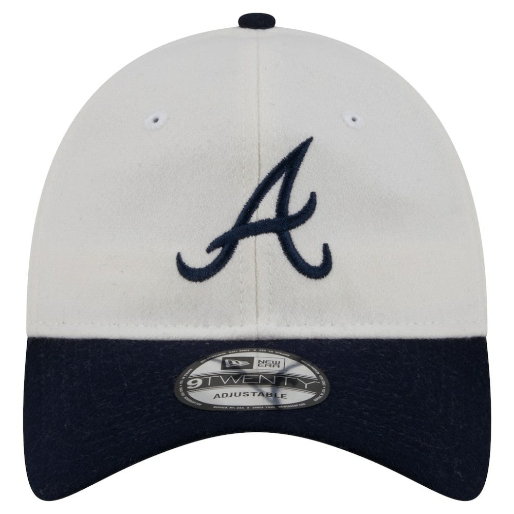 Atlanta Braves Leather Strap 9TWENTY Adjustable Hat - Cream | New Era