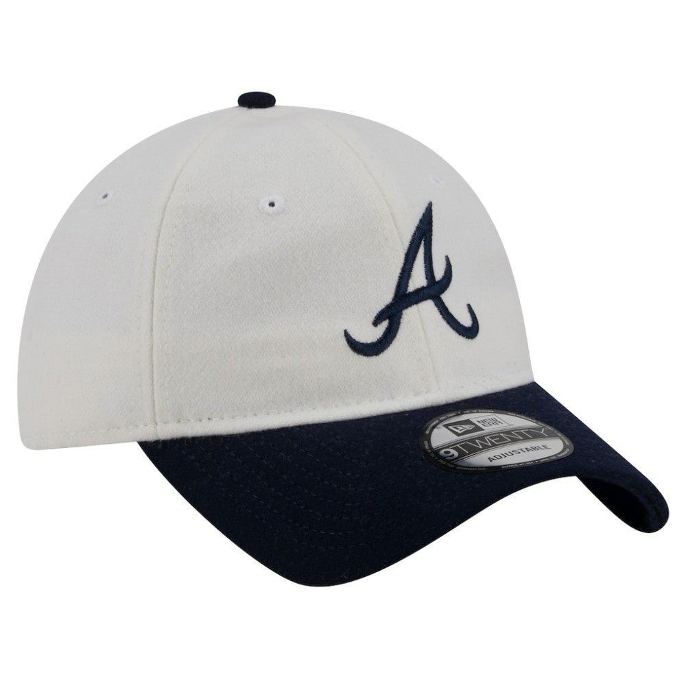 Atlanta Braves Leather Strap 9TWENTY Adjustable Hat - Cream | New Era