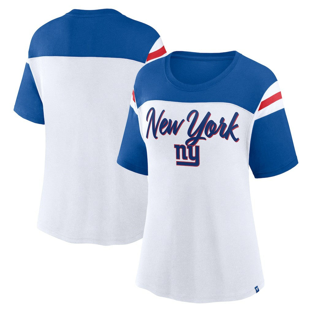 New York Giants Women's Cheer Chant Fashion Crop Top - White/Royal online