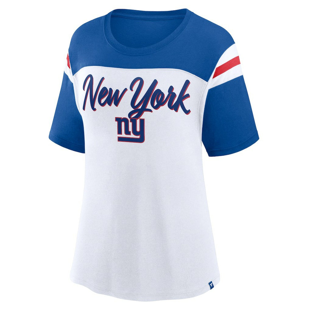 New York Giants Women's Cheer Chant Fashion Crop Top - White/Royal online