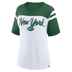 New York Jets Women's Cheer Chant Fashion Crop Top - White/Green on sale