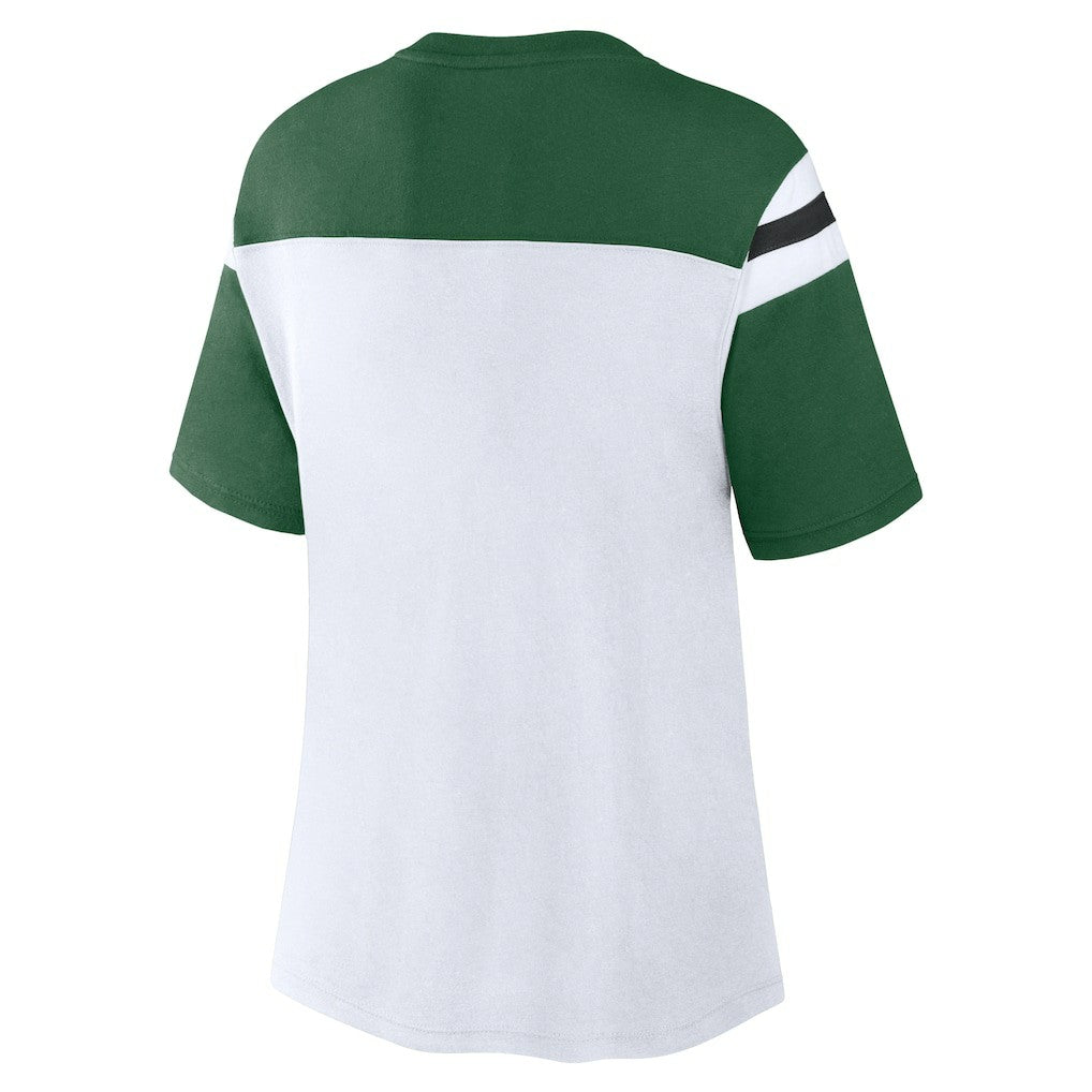 New York Jets Women's Cheer Chant Fashion Crop Top - White/Green on sale