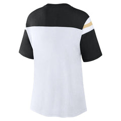New Orleans Saints Women's Cheer Chant Fashion Crop Top - White/Black discount