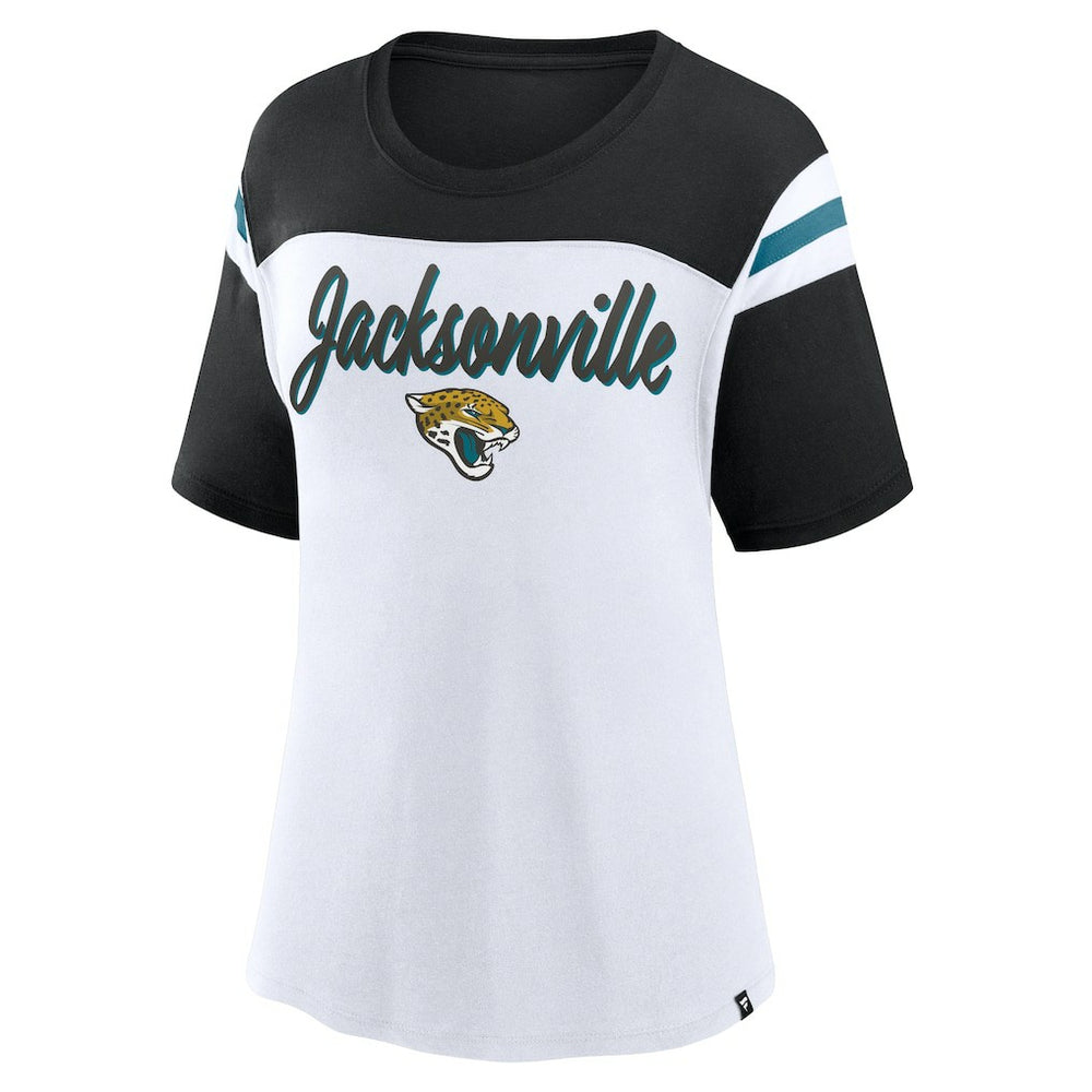 Jacksonville Jaguars Women's Cheer Chant Fashion Crop Top - White/Black discount