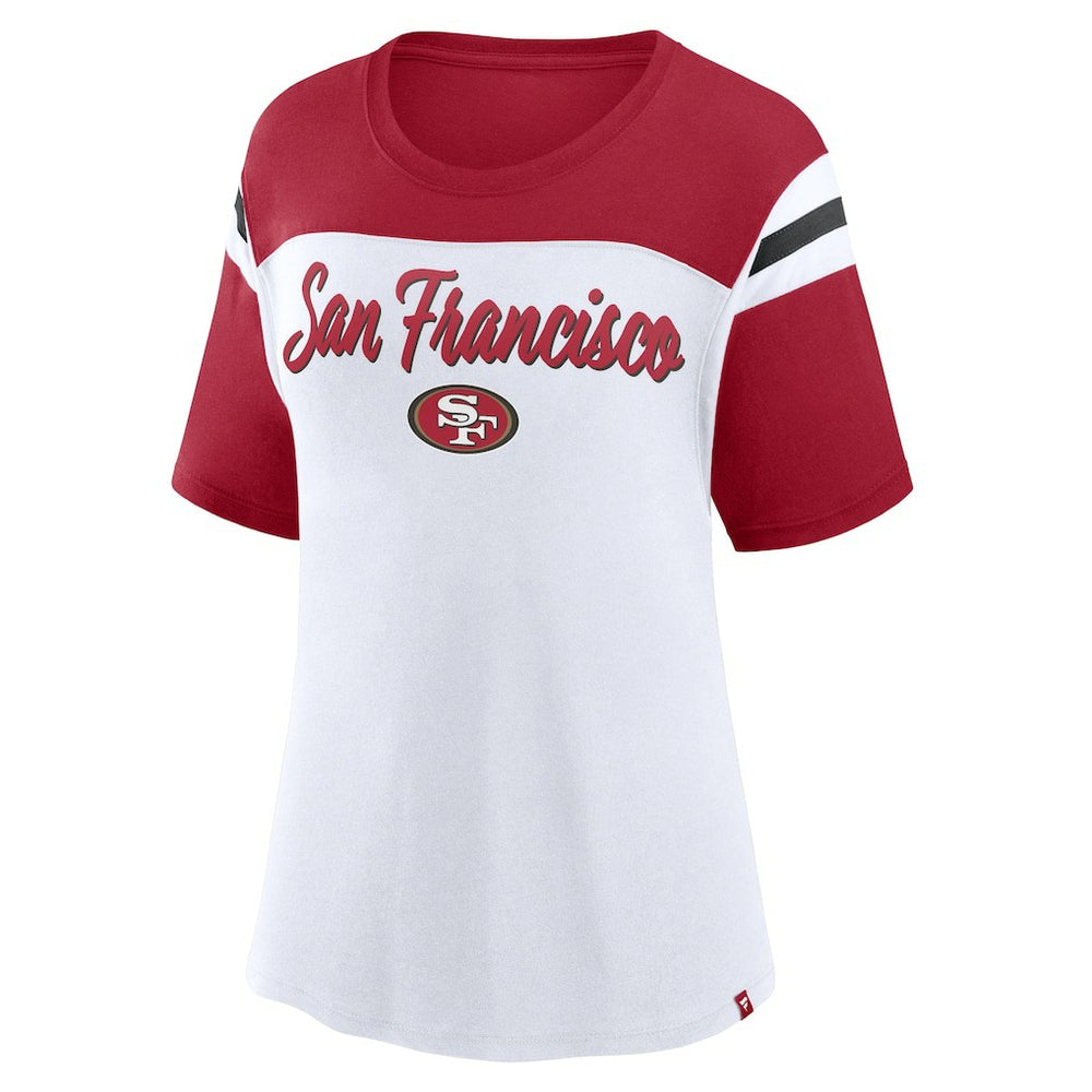 San Francisco 49ers Women's Cheer Chant Fashion Crop Top - White/Scarlet outlet