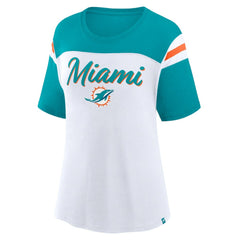 Miami Dolphins Women's Cheer Chant Fashion Crop Top - White/Aqua outlet