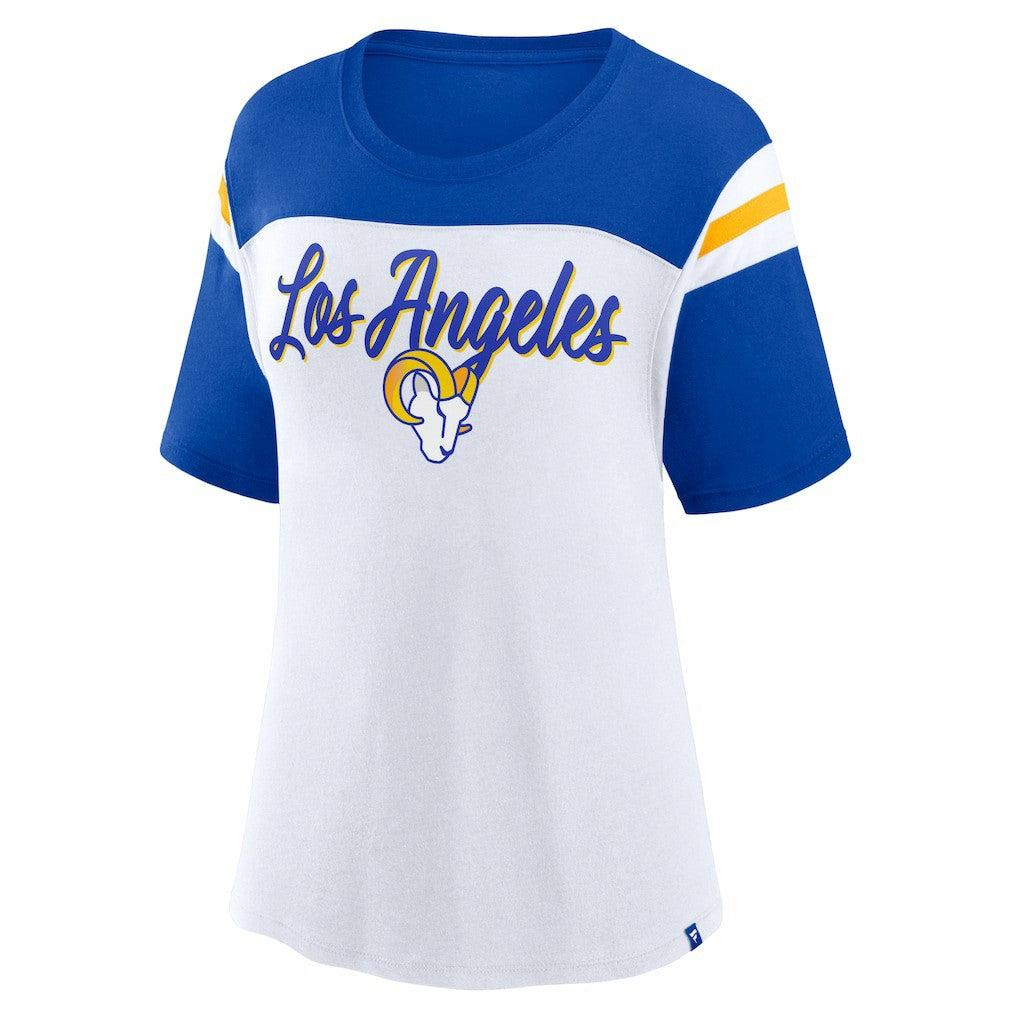 Los Angeles Rams Women's Cheer Chant Fashion Crop Top - White/Royal outlet
