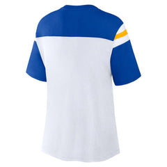 Los Angeles Rams Women's Cheer Chant Fashion Crop Top - White/Royal outlet