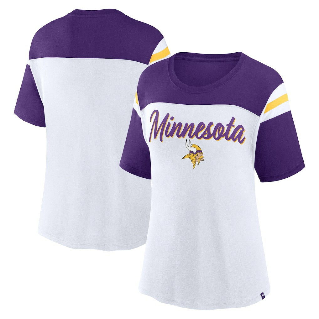 Minnesota Vikings Women's Cheer Chant Fashion Crop Top - White/Purple cheap