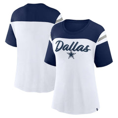 Dallas Cowboys Women's Cheer Chant Fashion Crop Top - White/Navy online
