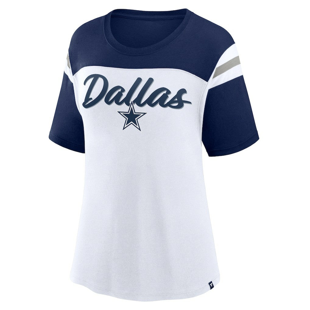 Dallas Cowboys Women's Cheer Chant Fashion Crop Top - White/Navy online