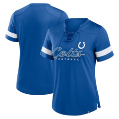 Indianapolis Colts Women's Play Script Lace-Up T-Shirt - Royal cheap