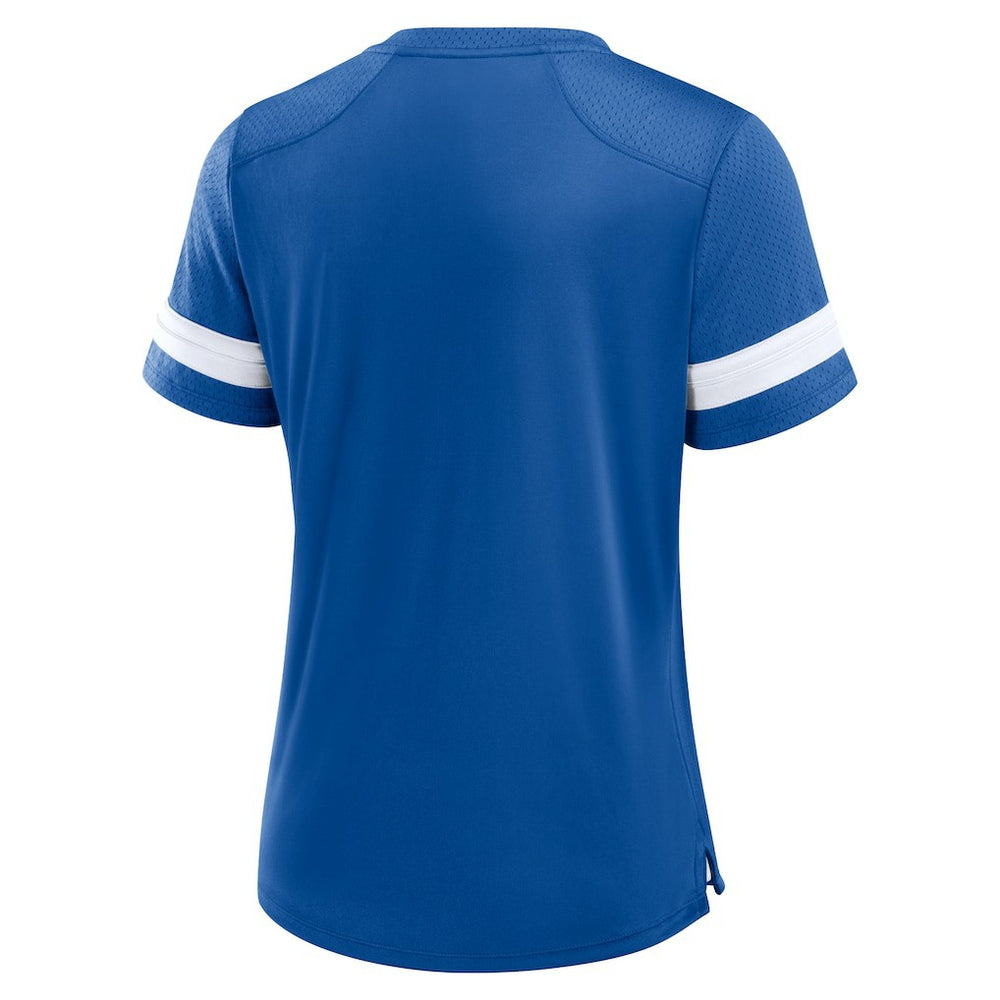 Indianapolis Colts Women's Play Script Lace-Up T-Shirt - Royal cheap