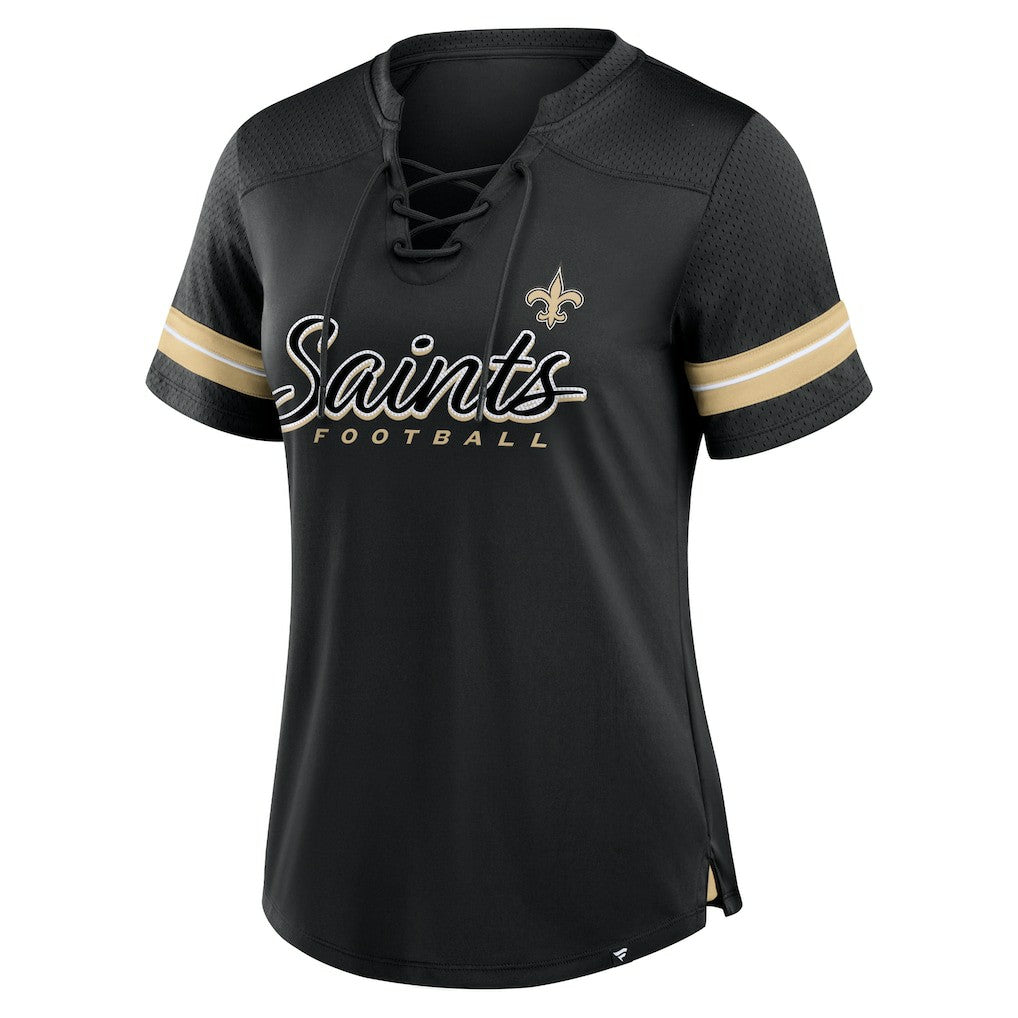 New Orleans Saints Women's Play Script Lace-Up T-Shirt - Black online