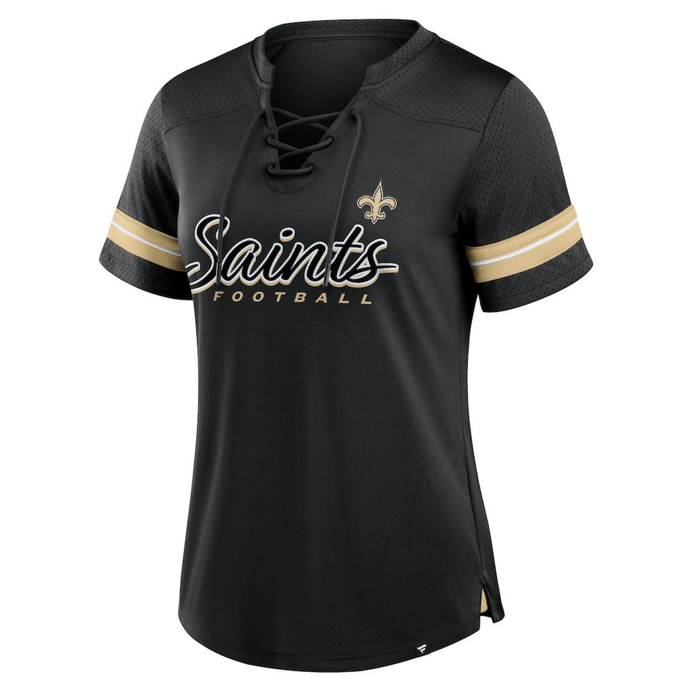 New Orleans Saints Women's Play Script Lace-Up T-Shirt - Black online
