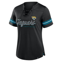 Jacksonville Jaguars Women's Play Script Lace-Up T-Shirt - Black discount