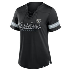 Las Vegas Raiders Women's Play Script Lace-Up T-Shirt - Black outlet