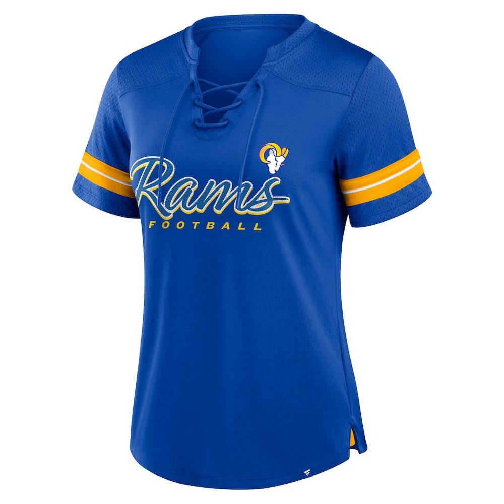 Los Angeles Rams Women's Play Script Lace-Up T-Shirt - Royal online