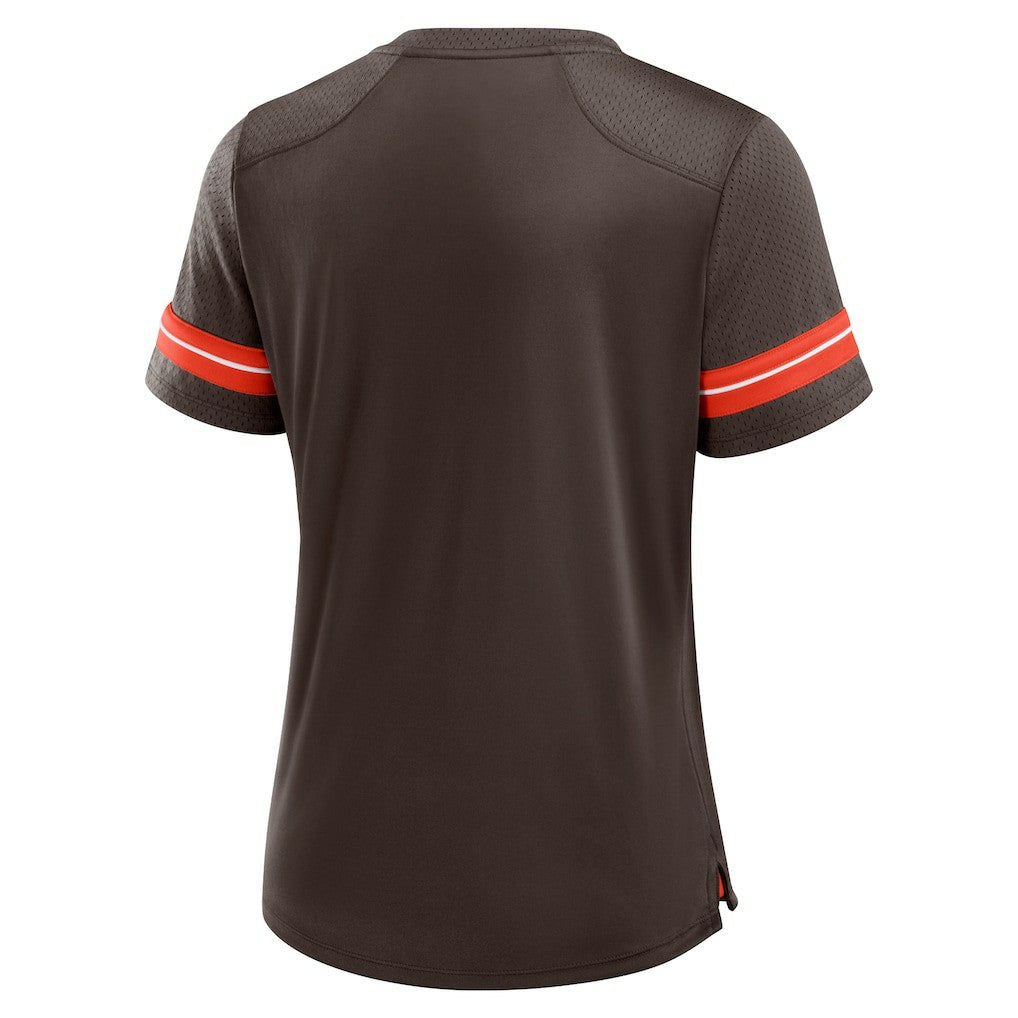 Cleveland Browns Women's Play Script Lace-Up T-Shirt - Brown sale