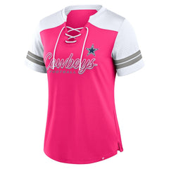 Dallas Cowboys Women's Play Script Lace-Up T-Shirt - Pink discount