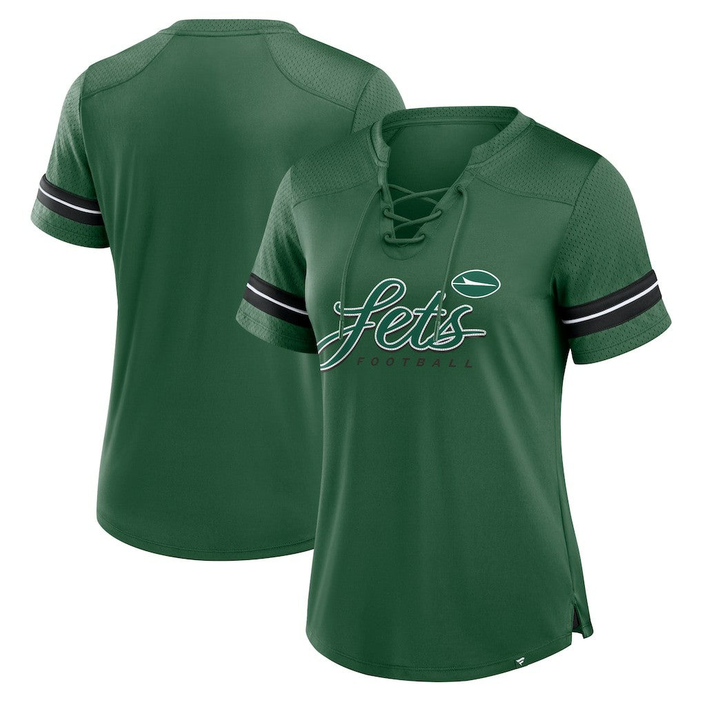 New York Jets Women's Play Script Lace-Up T-Shirt - Green sale