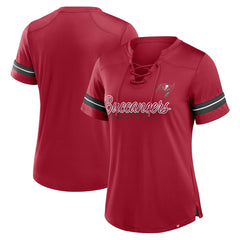 Tampa Bay Buccaneers Women's Play Script Lace-Up T-Shirt - Red online