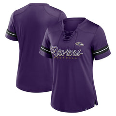 Baltimore Ravens Women's Play Script Lace-Up T-Shirt - Purple cheap