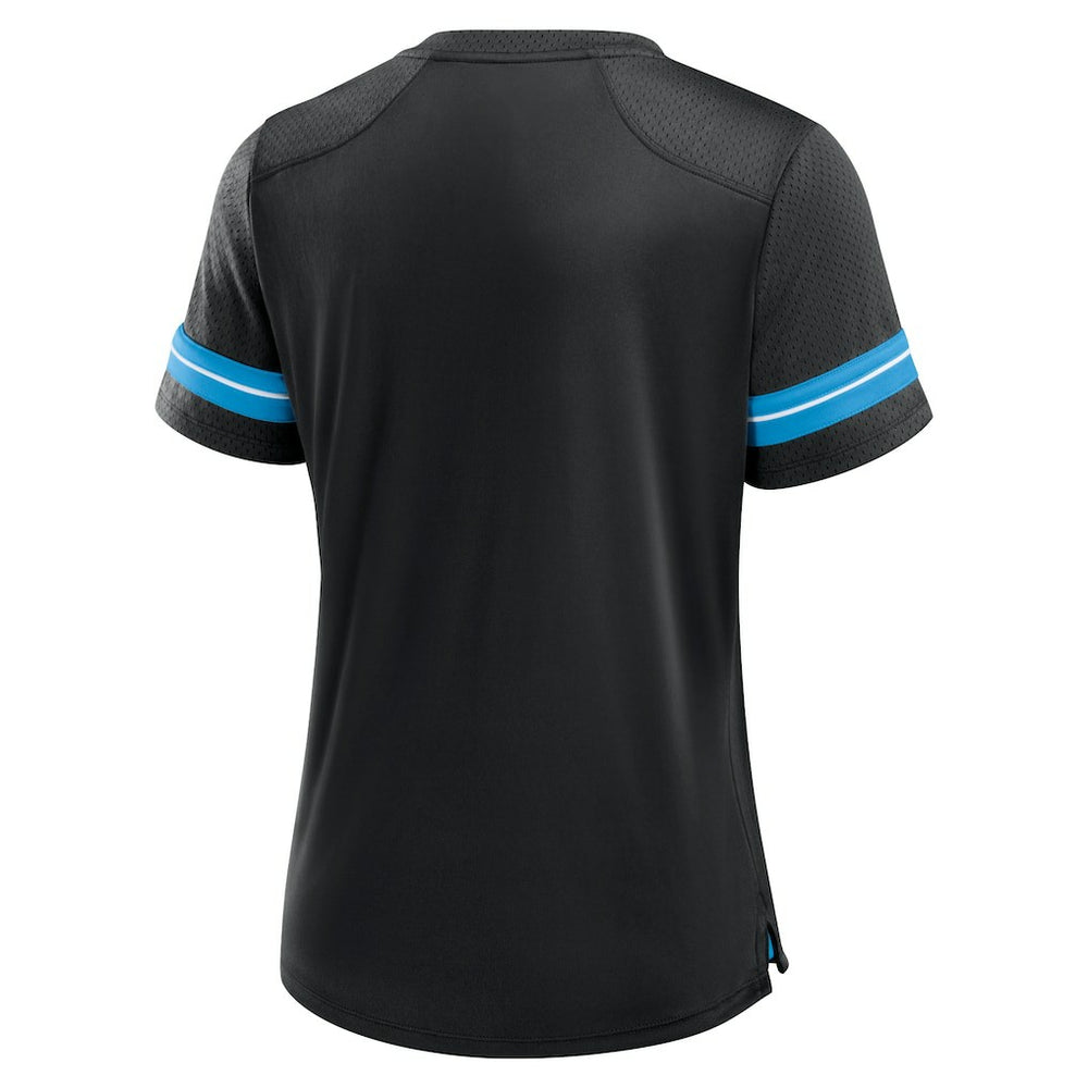 Carolina Panthers Women's Play Script Lace-Up T-Shirt - Black cheap