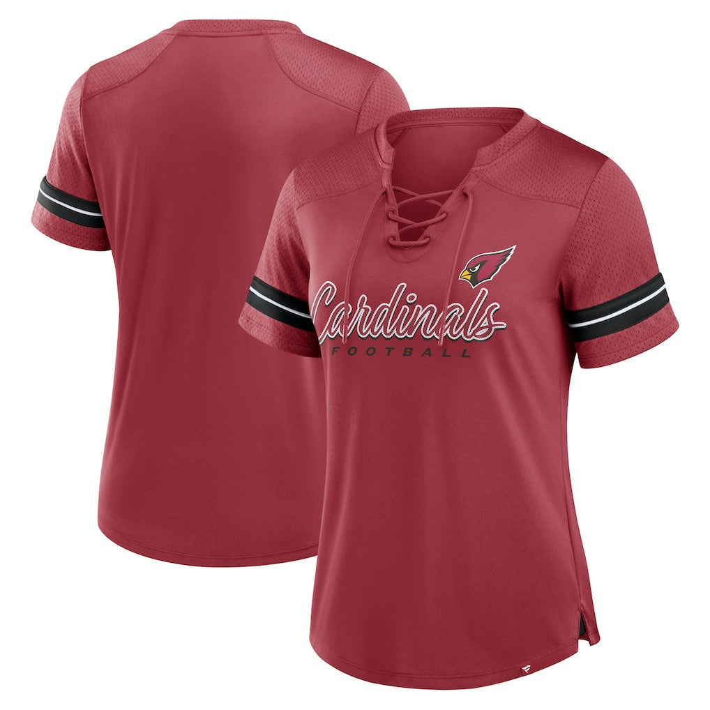 Arizona Cardinals Women's Play Script Lace-Up T-Shirt - Cardinal cheap