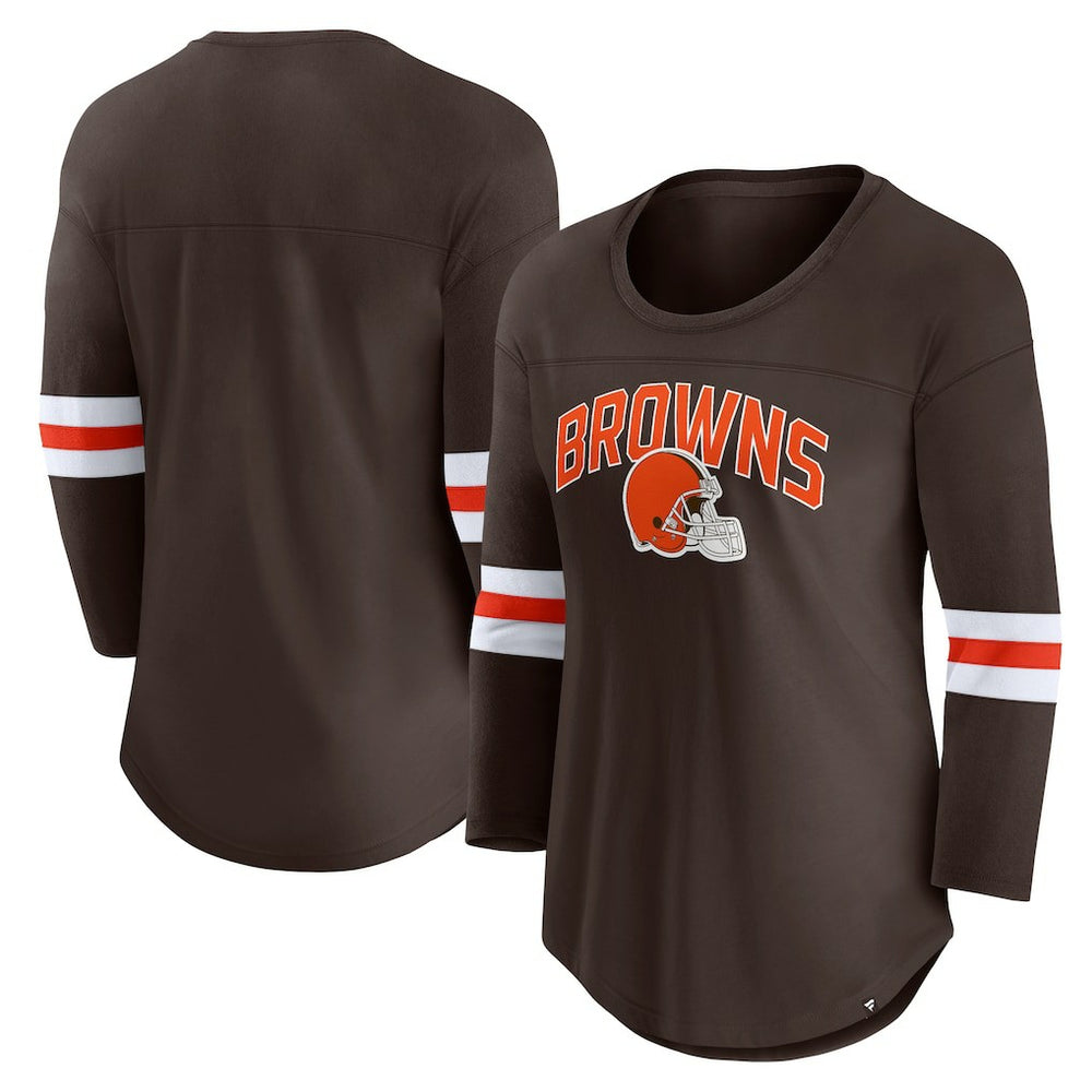 Cleveland Browns Women's First Team Arch Logo 3/4 Sleeve T-Shirt - Brown outlet