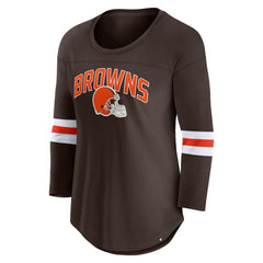 Cleveland Browns Women's First Team Arch Logo 3/4 Sleeve T-Shirt - Brown outlet