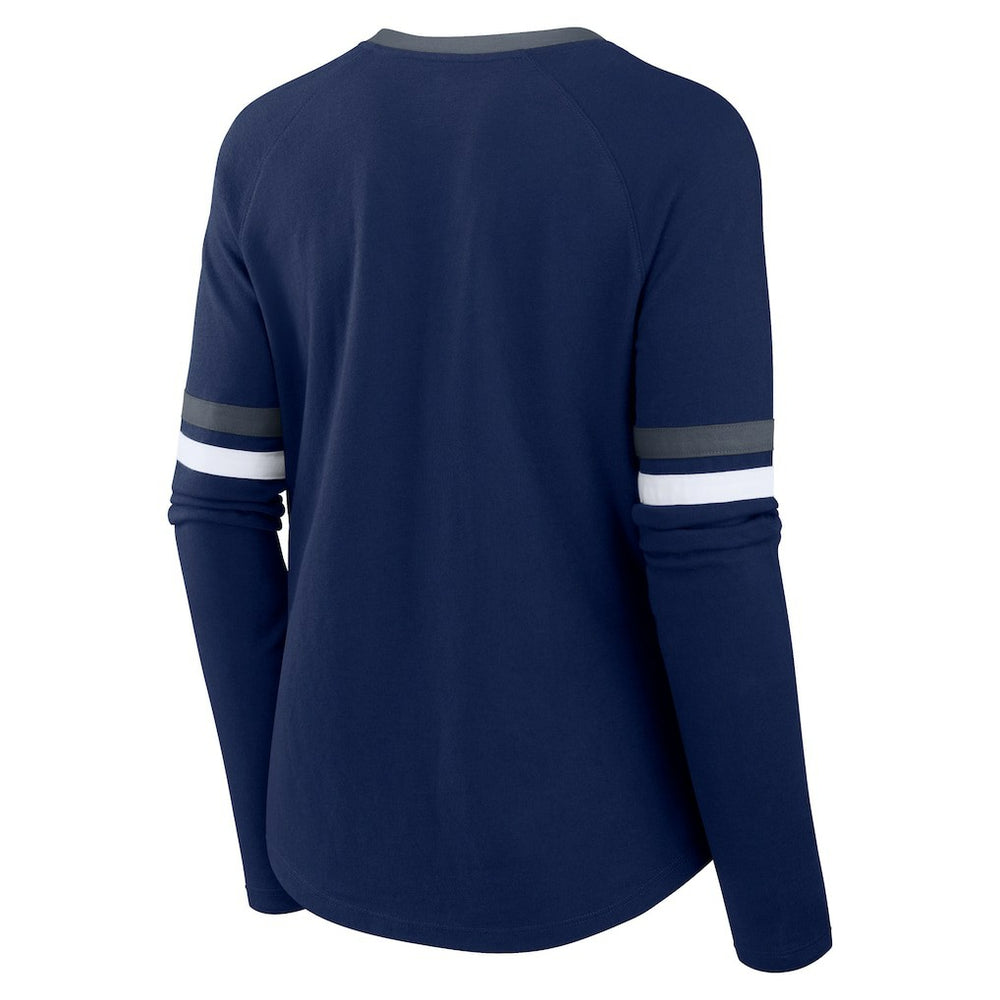 Dallas Cowboys Women's Won and Done Lace-Up Long Sleeve Fashion Top - Navy sale