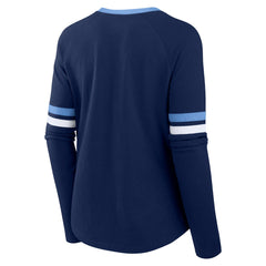 Tennessee Titans Women's Won and Done Lace-Up Long Sleeve Fashion Top - Navy on sale